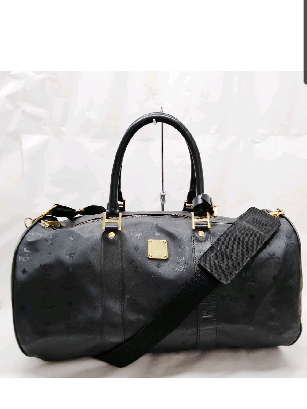 MCM Black Visetos Coated Canvas Travel Bag